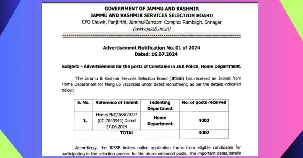 J&K Police Constable 2024