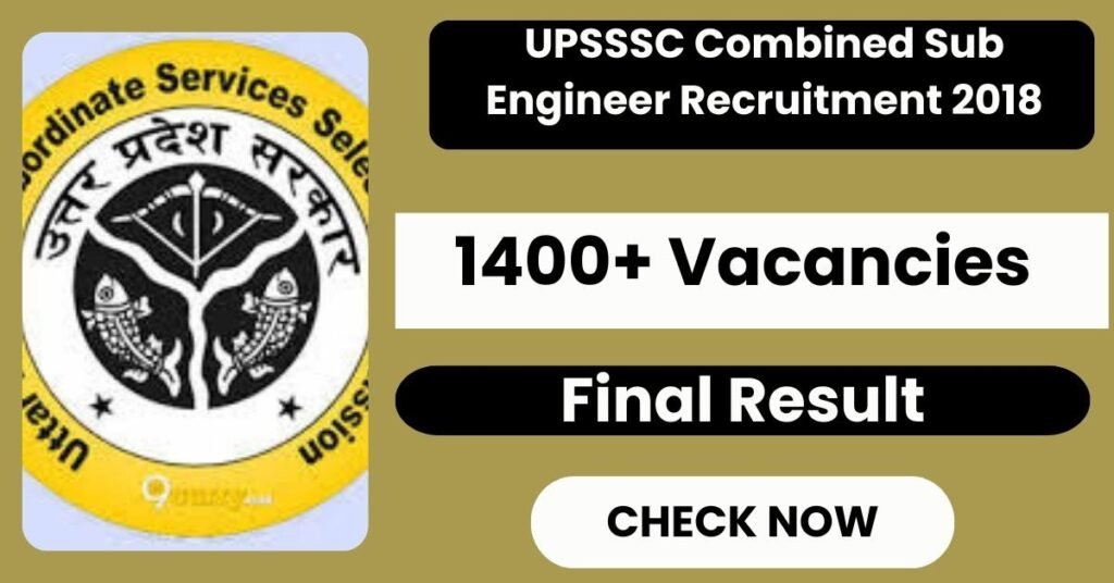 UPSSSC Combined Sub Engineer Recruitment 2018